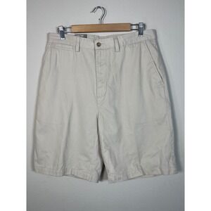 NWT St Johns Bay Mens Classic Short Stone Tan Flat Front Cotton Twill Chino 34